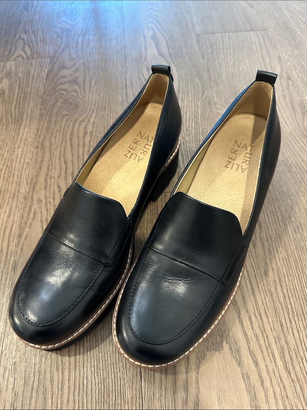 Naturalizer Black Leather Slip-On Mules